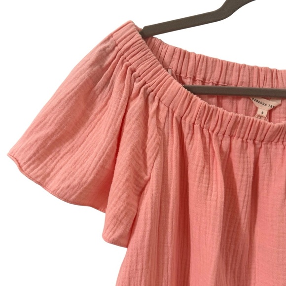 NWT Rebecca Taylor Peach Off the Shoulder Gauze Top Size 8 - Picture 5 of 11